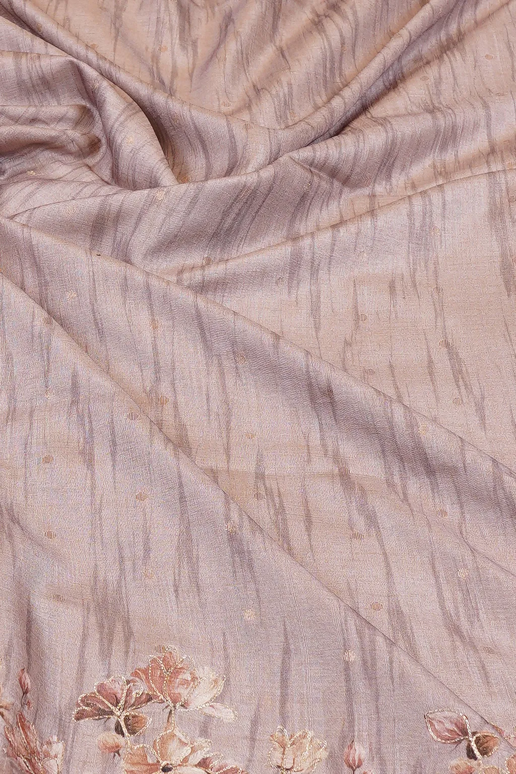 Blush Pink Semi Tussar Embroidered Saree