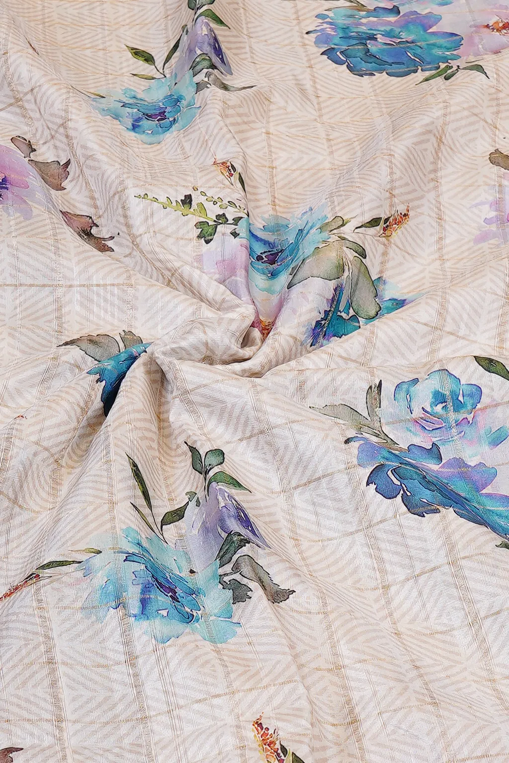 Azure Bloom Semi Tussar Silk Saree