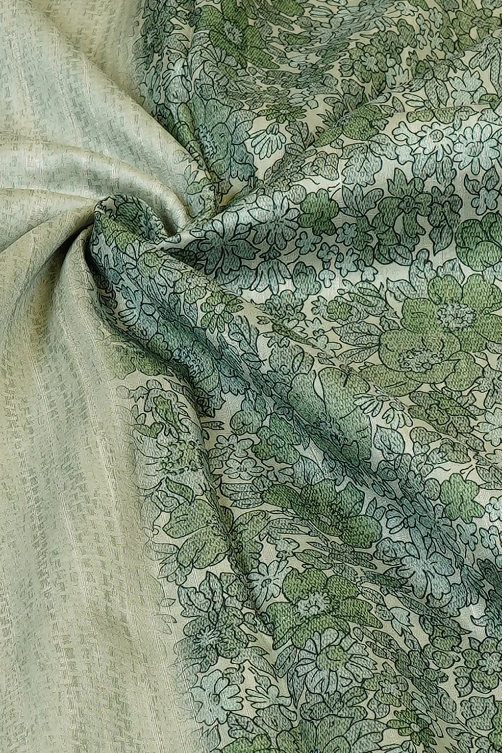 Sage Green Semi Tussar Silk Saree