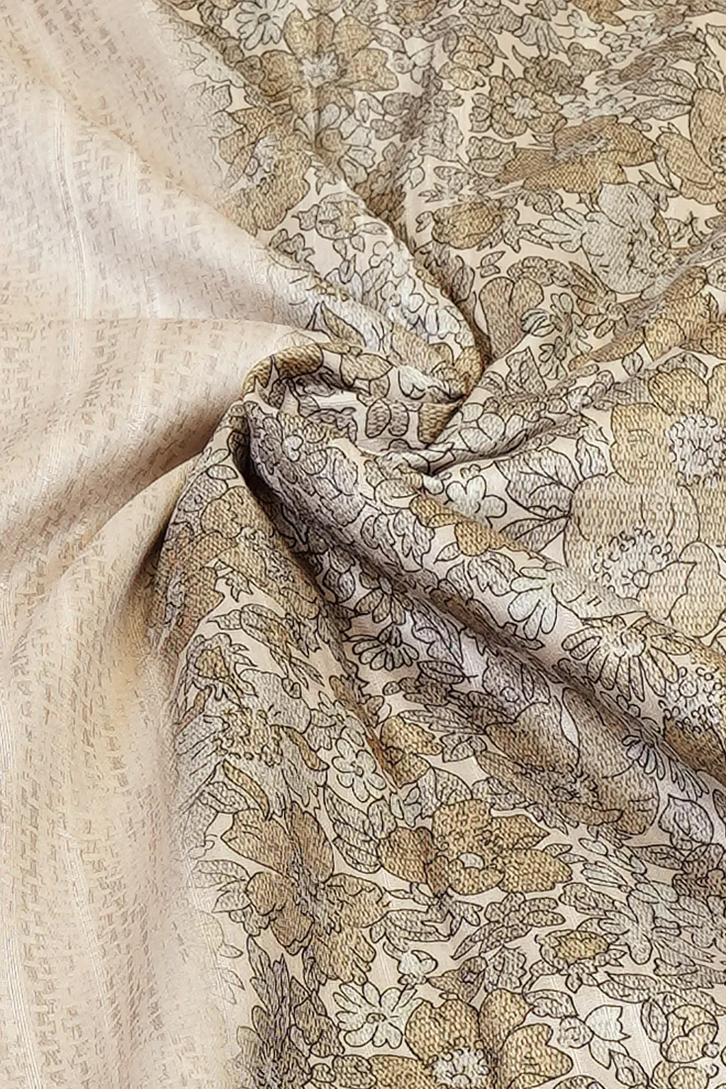 Beige Bloom Semi Tussar Silk Saree