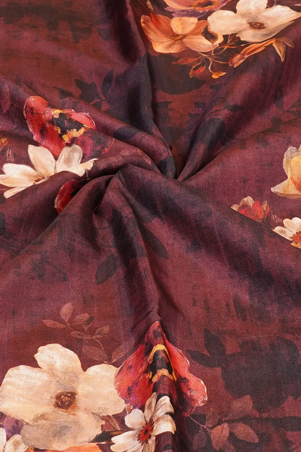 Wine Blossom Semi Tussar Silk Saree