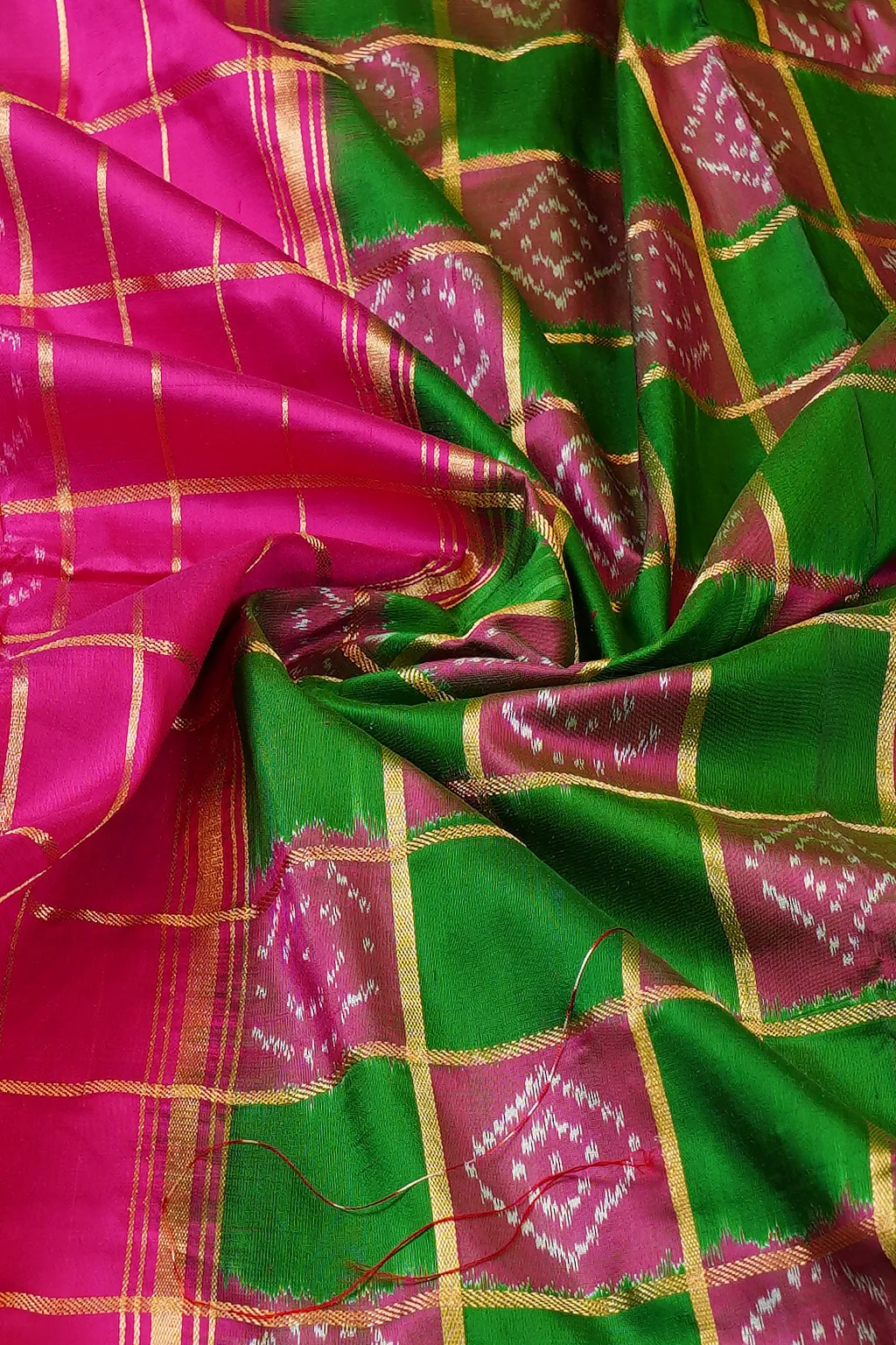 Emerald Check Pink Silk