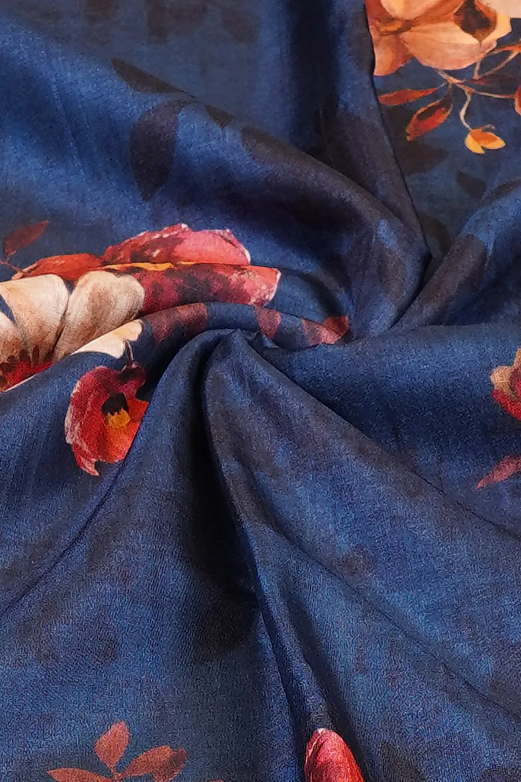 Royal Blue Floral Semi Tussar Silk Saree