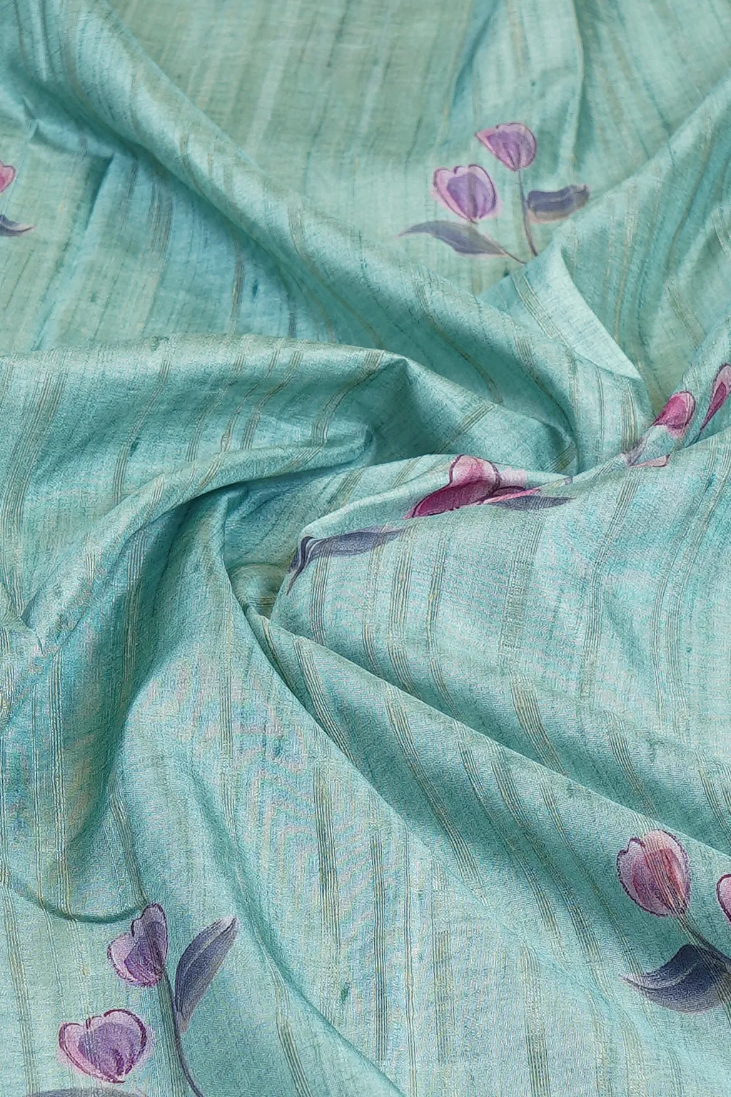 Mint Petal Garden Tussar Silk
