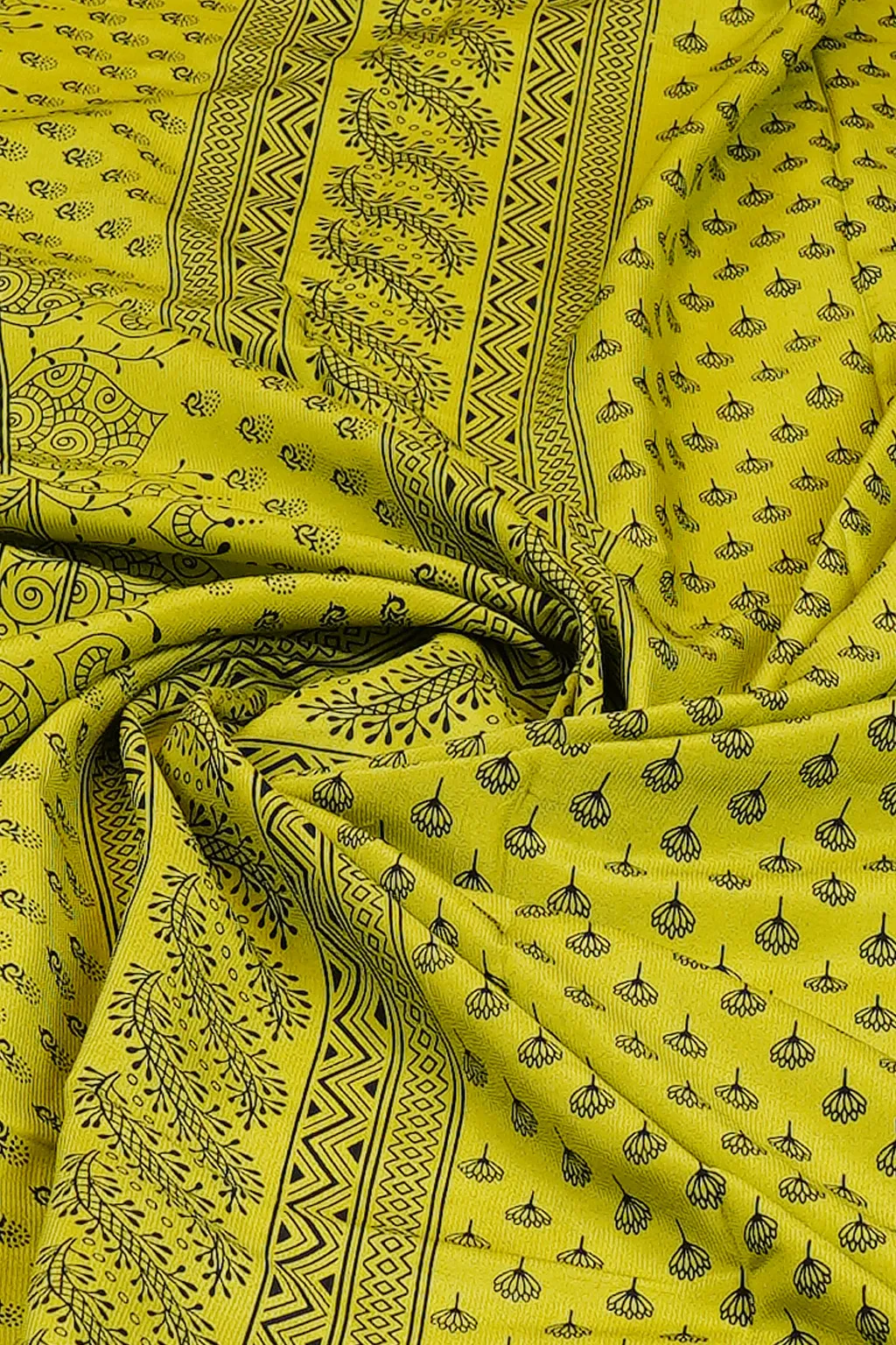 Lime Lotus Printed Saree