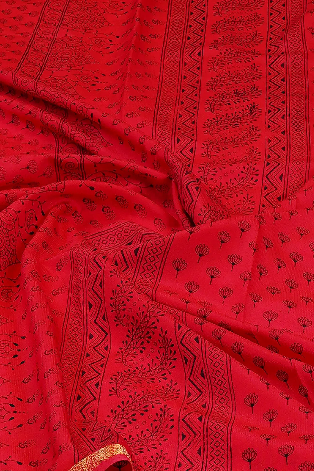 Scarlet Lotus Printed Crepe