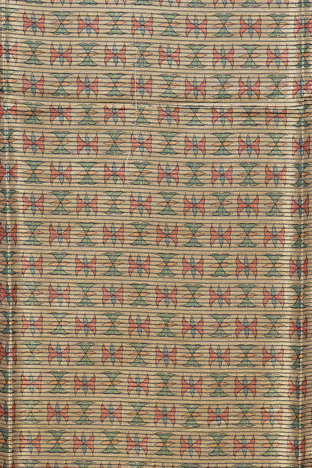 Beige Folk Art Paisley Saree - Image 3