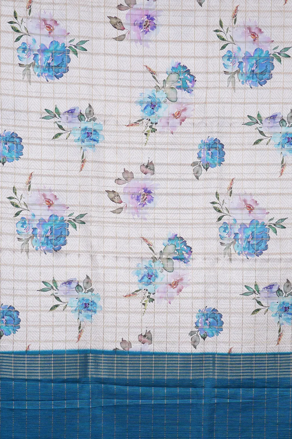 Azure Bloom Semi Tussar Silk Saree - Image 4