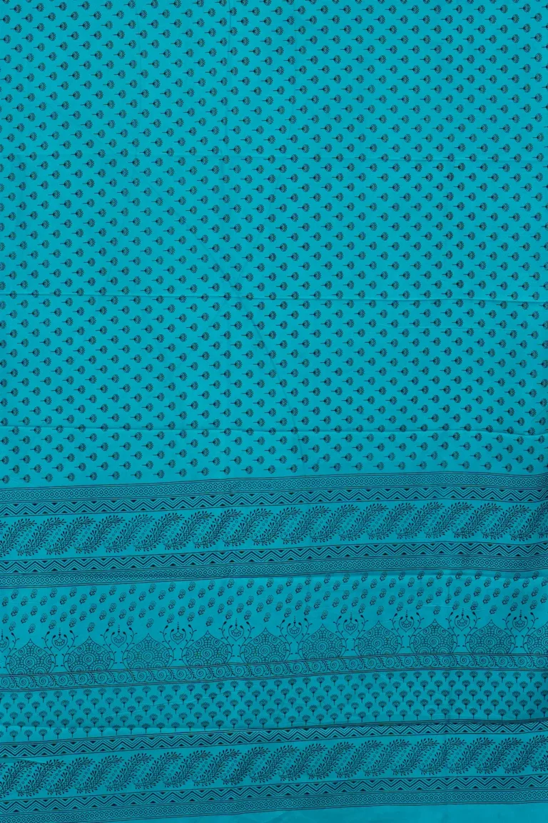 Teal Lotus Printed Crepe