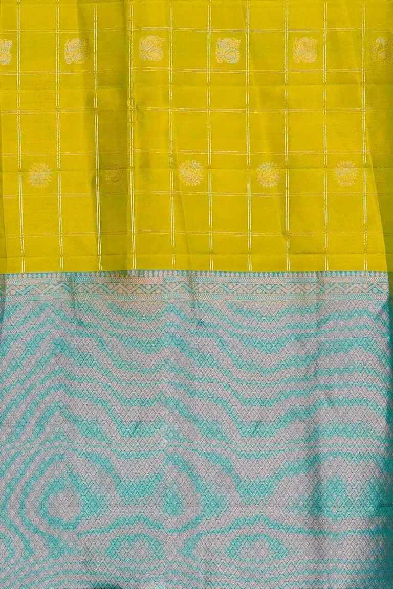 Mustard Yellow Checked Soft Silk Saree