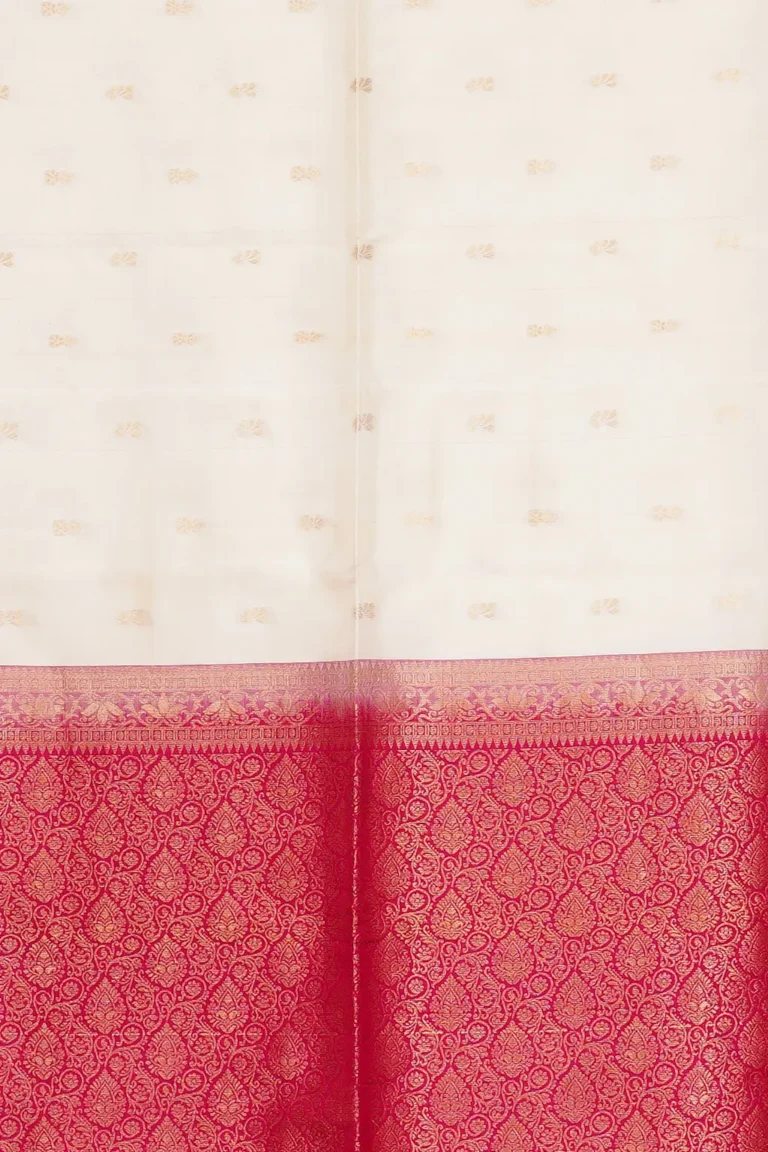 Ivory White Soft Silk Saree with Pink Brocade Pallu