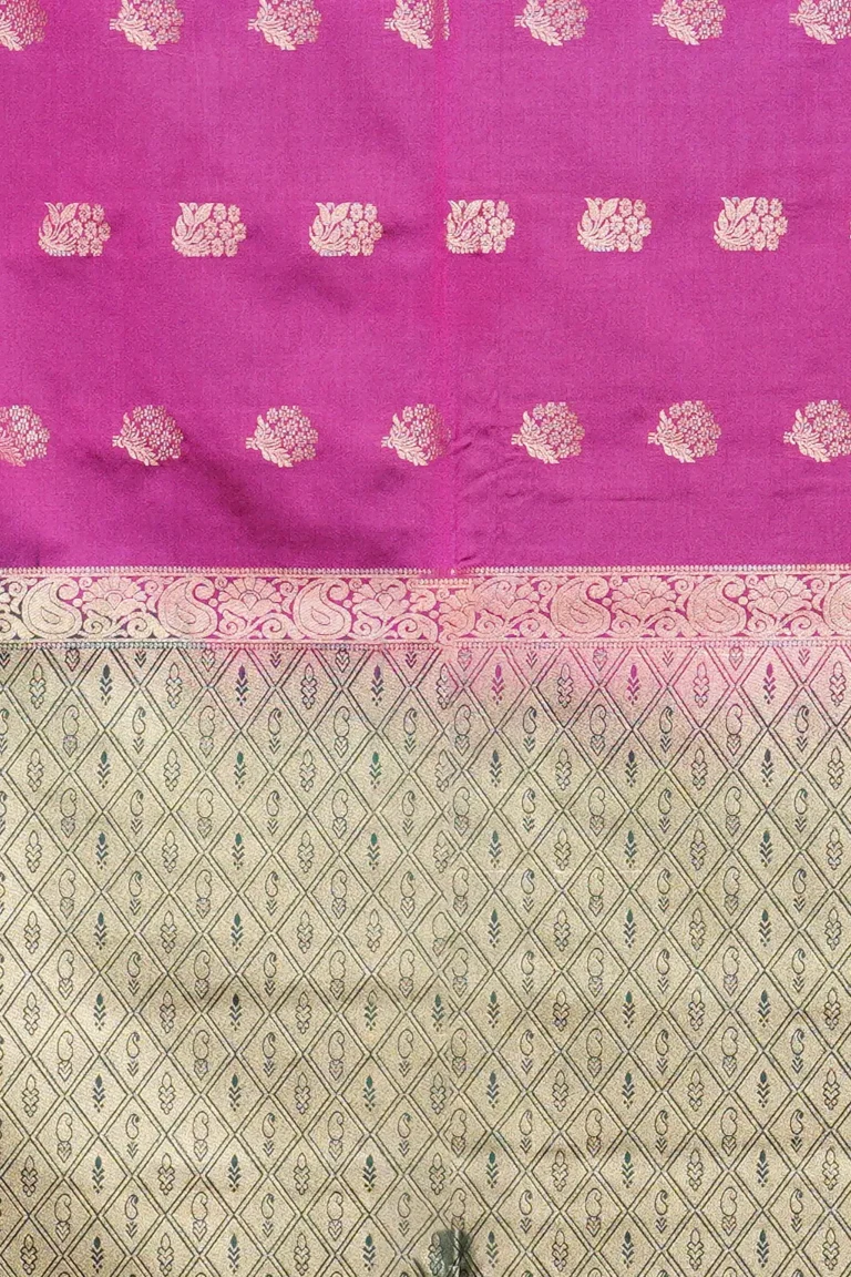 Royal Magenta Gold Semi Soft Silk
