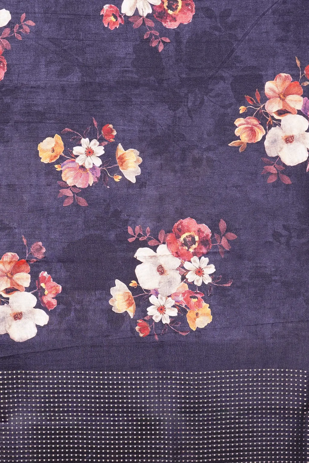 Midnight Bloom Semi Tussar Silk Saree