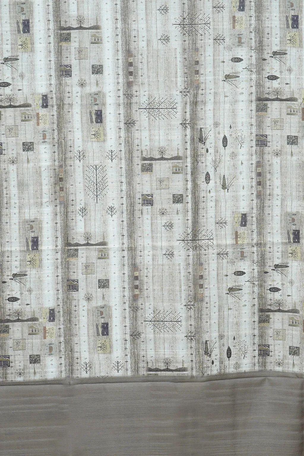 Grey Scenic Print Semi Tussar Saree