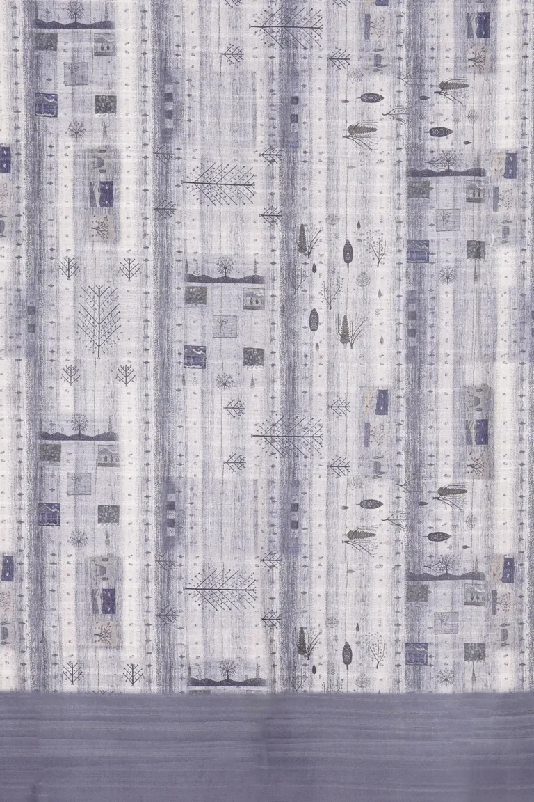 Mist Blue Scenic Semi Tussar Saree