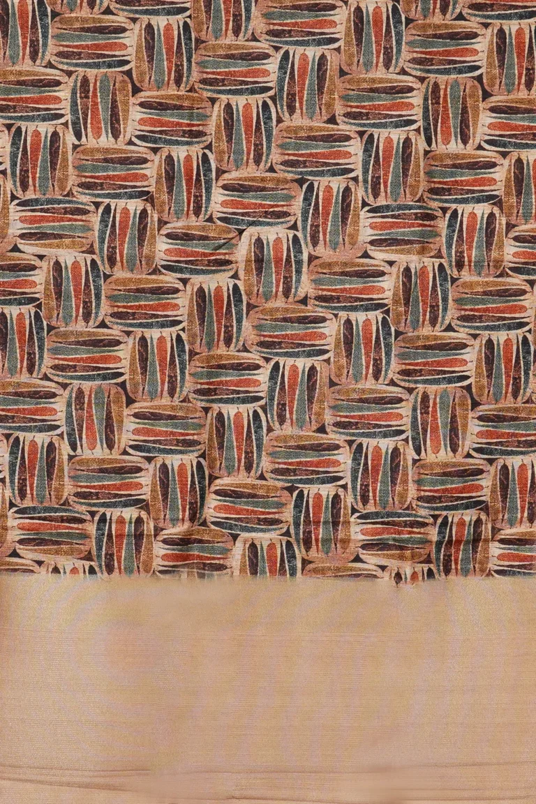 Earthy Abstract Leaf Semi Tussar Saree