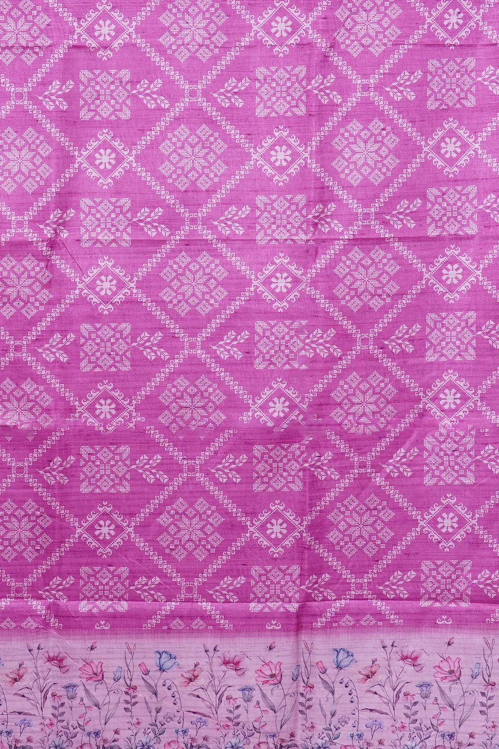 Pink Butta Bloom Semi Tussar Saree