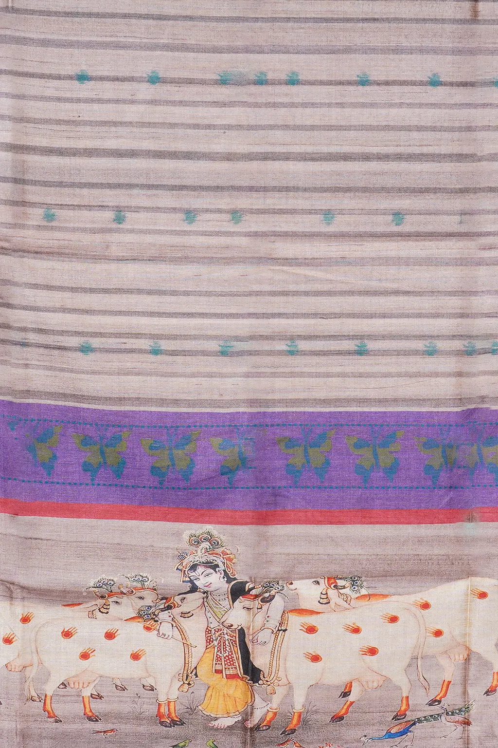 Krishna Pastel Art Semi Tussar Saree