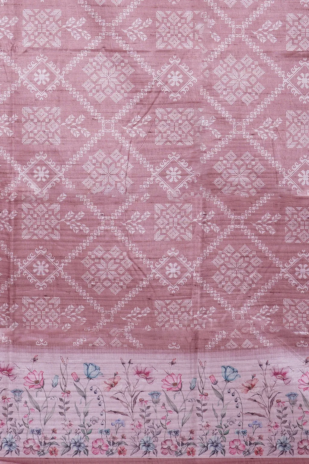Blush Floral Butta Semi Tussar Saree