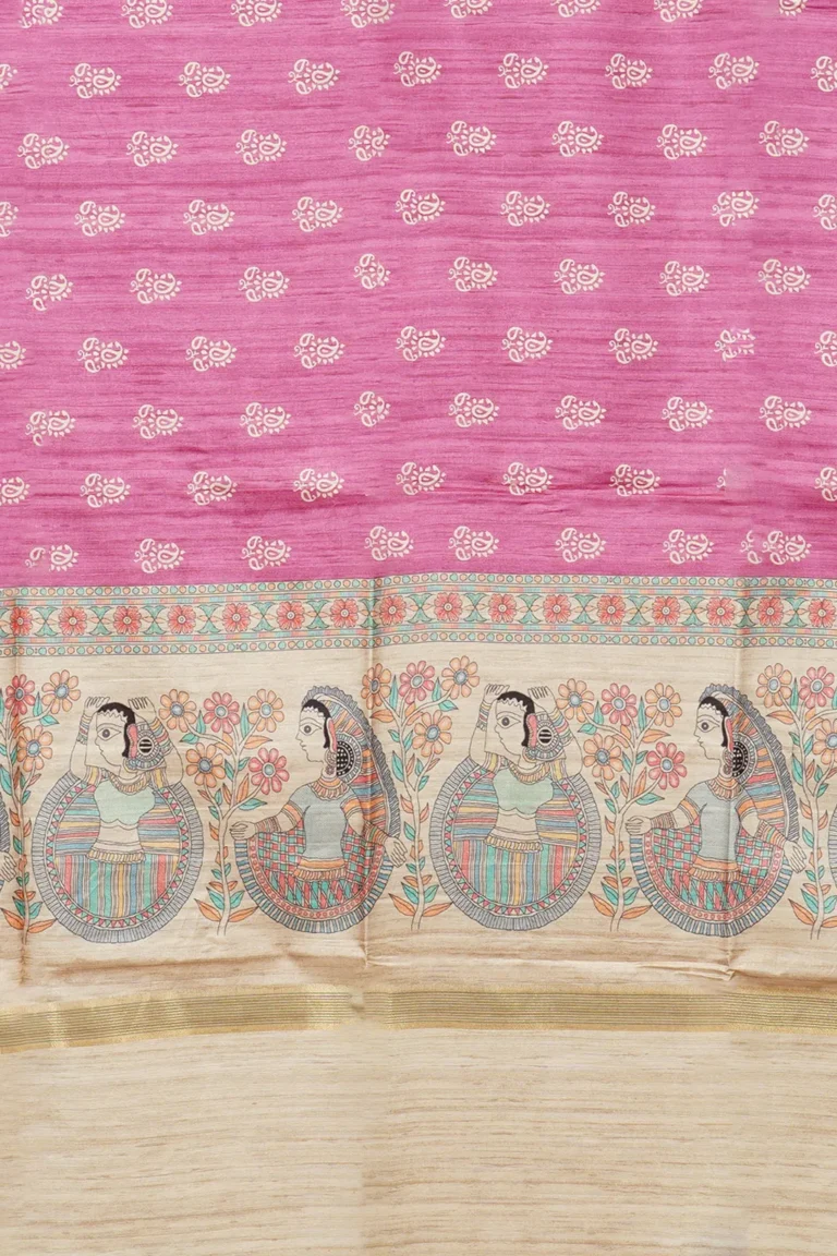 Pink Madhubani Story Saree