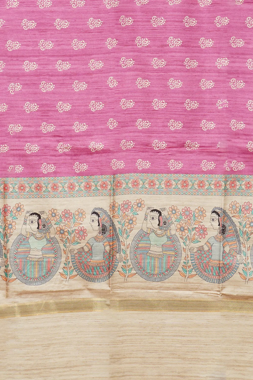 Pink Madhubani Story Saree
