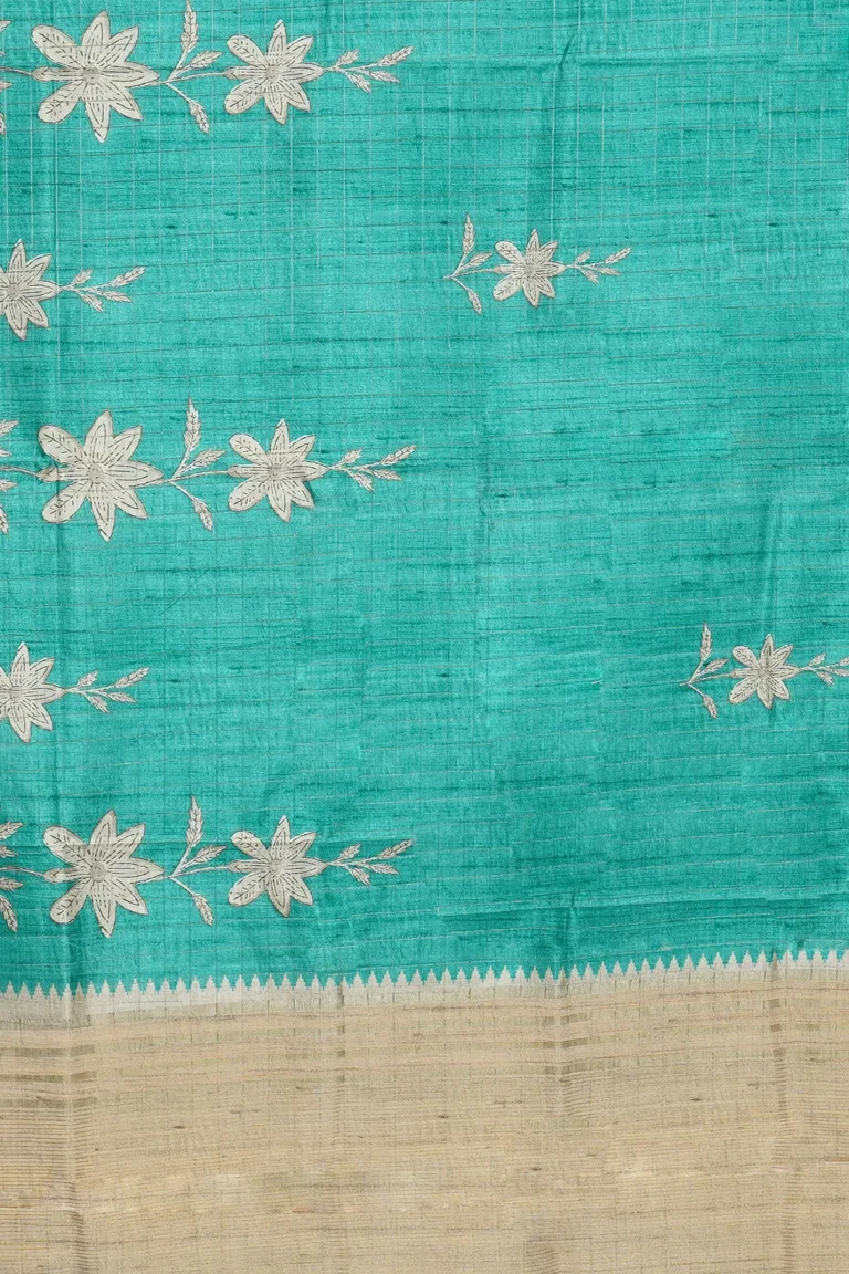 Seafoam Bloom Tussar Silk