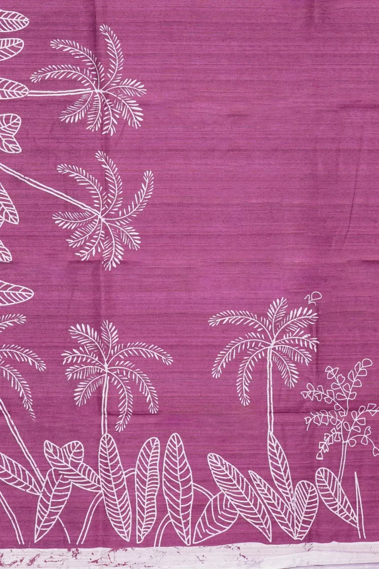 Berry Bloom Palm Tussar Silk