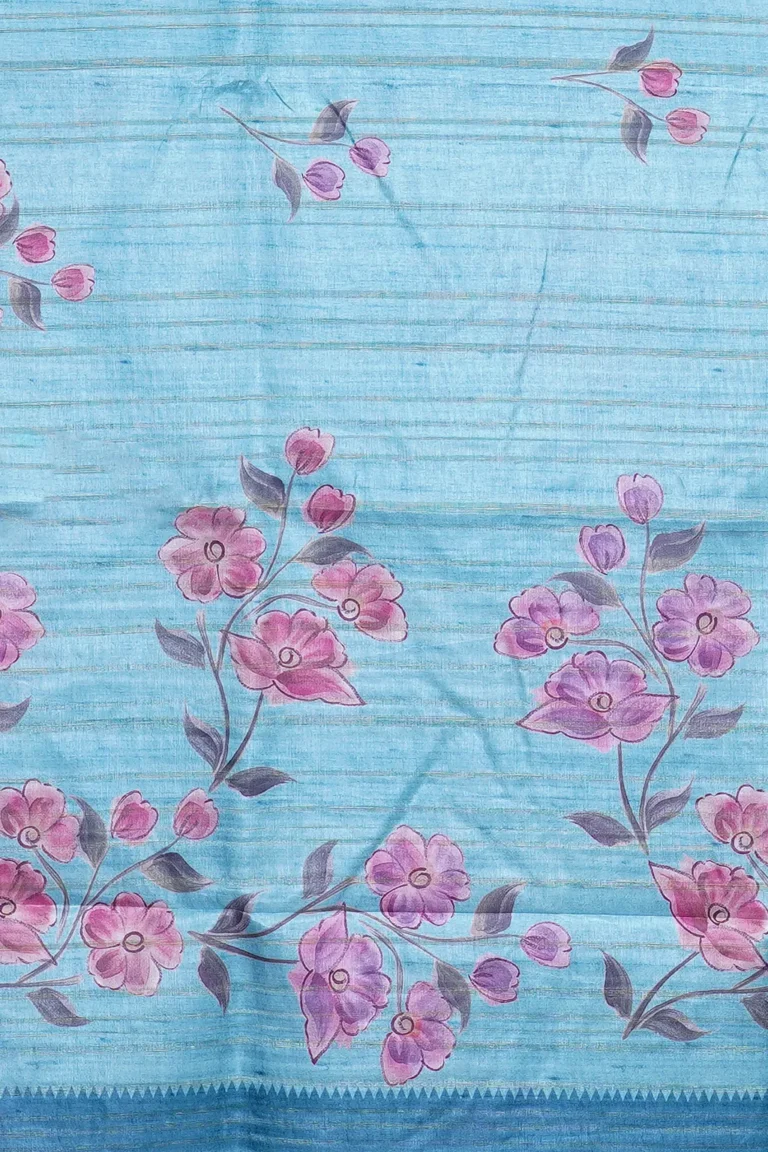 Blue Blossom Tussar Silk
