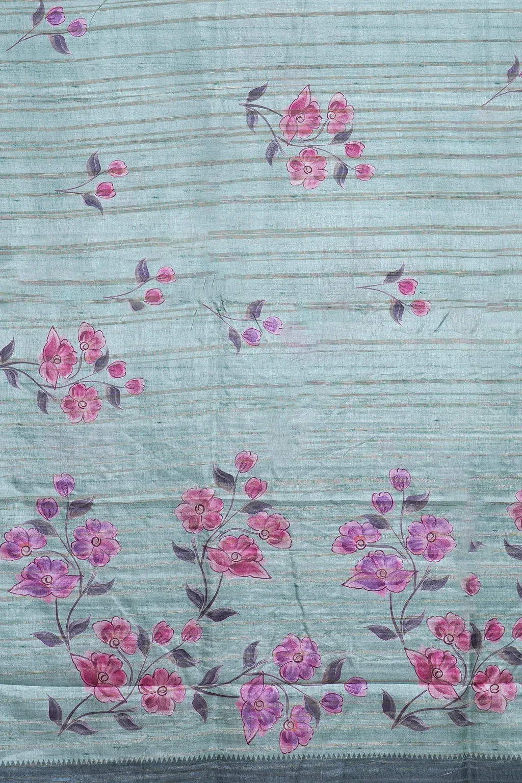 Mint Petal Garden Tussar Silk