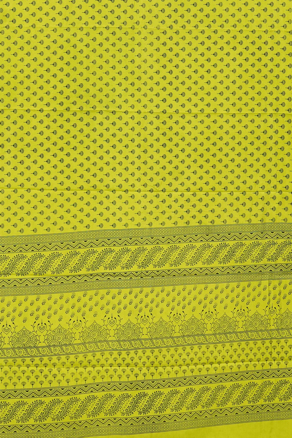Lime Lotus Printed Saree